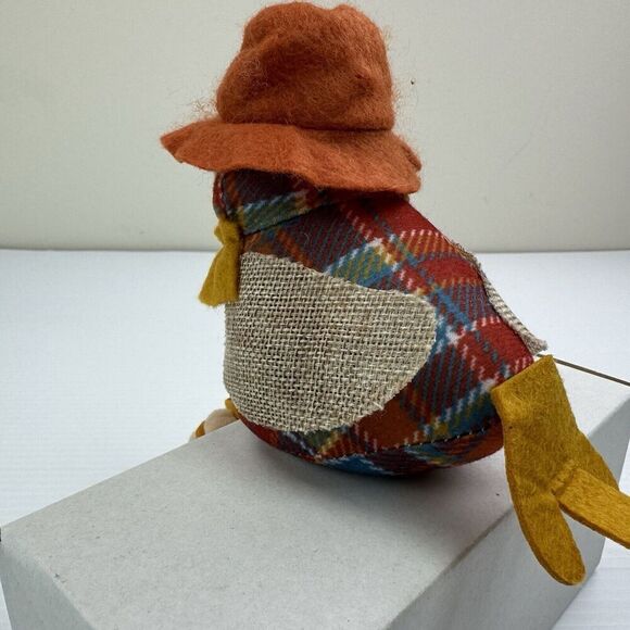 Vintage Felt Fabric Bird Shelf Sitter Scarecrow Weighted Fall Autumn Decor - Picture 4 of 7